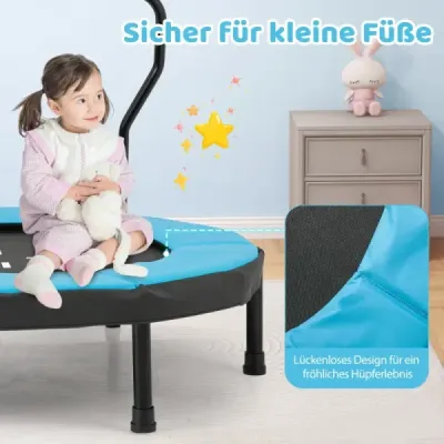 Detská trampolína Ø102 cm s odnímateľnou rukoväťou, mini trampolína s nosnosťou do 100 kg, modrá