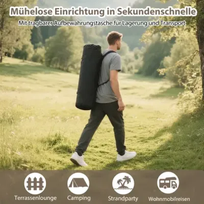 Skladacia kempingová stolička s nastaviteľným operadlom a nosnosťou 225 kg, khaki