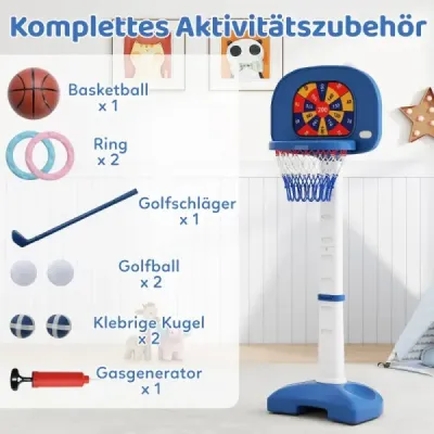 Detský basketbalový obručový set 4 v 1 100-140 cm výškovo nastaviteľný basketbalový stojan s hádzacím krúžkom
