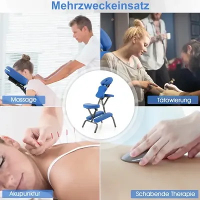 Masážne kreslo skladacie tetovacie kreslo výškovo nastaviteľné terapeutické kreslo prenosné modré