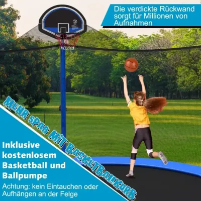Vonkajšia trampolína s priemerom 366 cm, záhradná trampolína, čierna + modrá