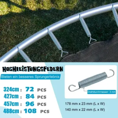 Vonkajšia trampolína s priemerom 366 cm, záhradná trampolína, čierna + modrá