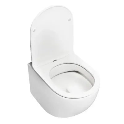 Závesná WC misa Keramická závesná WC misa biela s dvojitým splachovaním, automatické spúšťanie