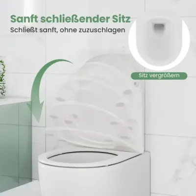 Závesná WC misa Keramická závesná WC misa biela s dvojitým splachovaním, automatické spúšťanie
