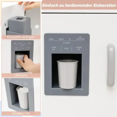 Drevená detská kuchynka so svetlom a zvukom, rohová herná kuchynka s tabuľou, mikrovlnnou rúrou a drezom, drevená kuchynka v bielej farbe Drevená detská kuchynka so svetlom a zvukom, rohová herná kuchynka s tabuľou, mikrovlnnou rúrou a drezom, drevená kuchynka v bielej farbe