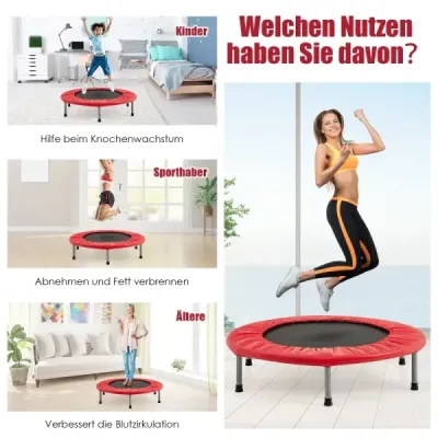 Mini trampolína Fitness trampolína, skladacia detská trampolína s nosnosťou do 150 kg, červená