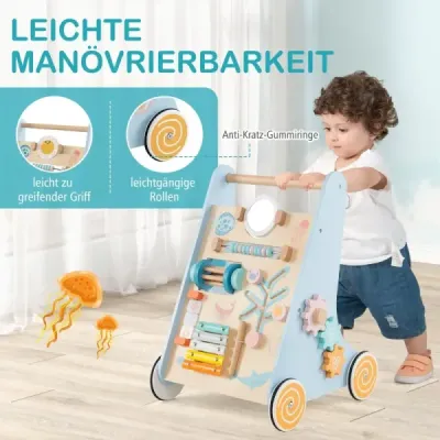 Drevené detské chodítko na tlačenie a ťahanie Montessori detské chodítko s kolieskami