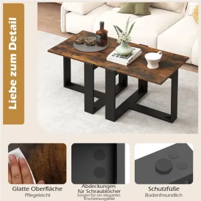 Príručný stolík, štvorcový stolík s kovovou základňou v tvare T, priemyselný nočný stolík do malých priestorov, konferenčný stolík do obývačky, hnedý Príručný stolík, štvorcový stolík s kovovou základňou v tvare T, priemyselný nočný stolík do malých priestorov, konferenčný stolík do obývačky, hnedý