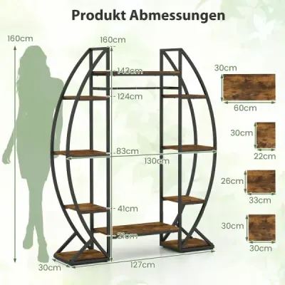 Stojan na rastliny v interiéri s pestovateľskými svetlami, vysoký 153 cm, 10-poschodový rohový kovový regál na rastliny, hnedý Stojan na rastliny v interiéri s pestovateľskými svetlami, vysoký 153 cm, 10-poschodový rohový kovový regál na rastliny, hnedý