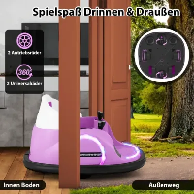 Detské elektrické autíčko s otočným o 360° na diaľkové ovládanie, ružové