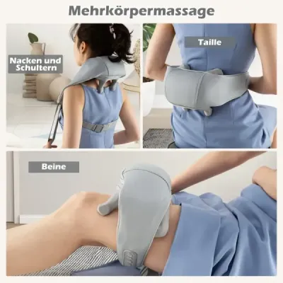Masážny prístroj na krk a ramená 4D Shiatsu masážny prístroj na chrbát s hĺbkovým hnetením sivej farby
