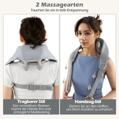 Masážny prístroj na krk a ramená 4D Shiatsu masážny prístroj na chrbát s hĺbkovým hnetením sivej farby