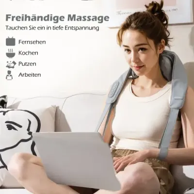 Masážny prístroj na krk a ramená 4D Shiatsu masážny prístroj na chrbát s hĺbkovým hnetením sivej farby