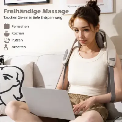 Masážny prístroj na krk a ramená 4D Shiatsu masážny prístroj na chrbát s hĺbkovým hnetením tkaniva Beige