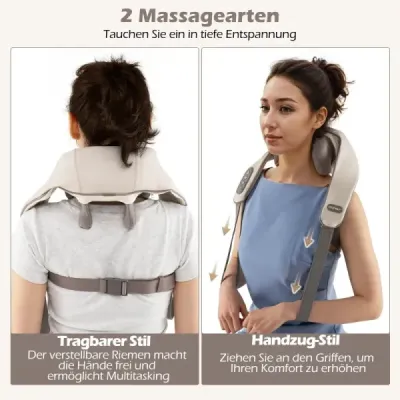 Masážny prístroj na krk a ramená 4D Shiatsu masážny prístroj na chrbát s hĺbkovým hnetením tkaniva Beige