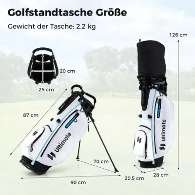 15-dielna kompletná sada golfových palíc golfový set s golfovým bagom a krytom proti dažďu biely