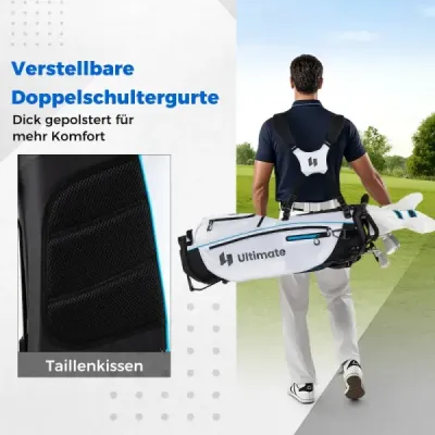 15-dielna kompletná sada golfových palíc golfový set s golfovým bagom a krytom proti dažďu biely