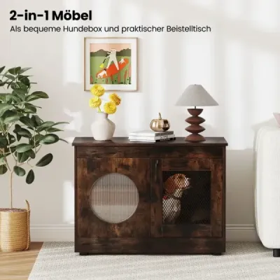 Klietka pre psov Klietka pre psov v štýle nábytku s dvierkami a oknom na PC Klietka pre malé a stredne veľké psy Mačka Pet Brown 82 x 47 x 60 cm
