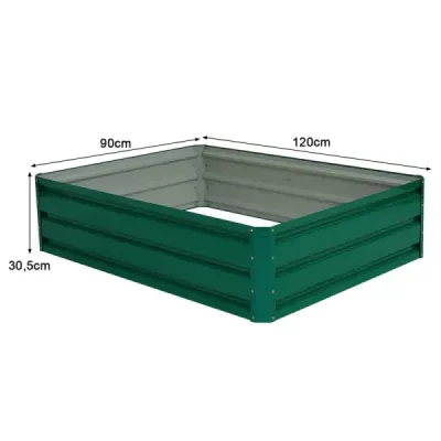 Vyvýšený oceľový záhon Obdĺžnikový box na sadenie Vyvýšený záhradný záhon Studený rám na zeleninu Kvety Bylinky Zelená 120 x 90 x 30,5 cm