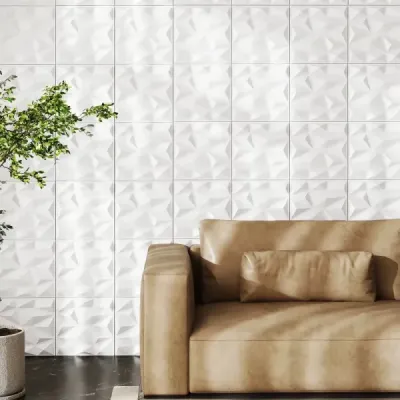 50 kusov 3D nástenných panelov diamant 30 x 30 cm nástenný obklad dekorácia na stenu biela 4,5m²