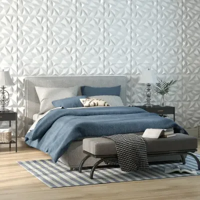 20 kusov 3D nástenných panelov diamant 50 x 50 cm nástenný obklad dekorácia na stenu biela 5m²