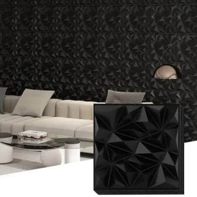 40 kusov 3D nástenných panelov diamant 50 x 50 cm nástenný obklad dekorácia na stenu čierna 10m²
