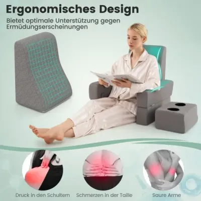 Vankúš na čítanie na posteľ a pohovku Vankúš na knihu s držiakom na pohár Ergonomický chrbtový vankúš Sivá Vankúš na čítanie na posteľ a pohovku Vankúš na knihu s držiakom na pohár Ergonomický chrbtový vankúš Sivá