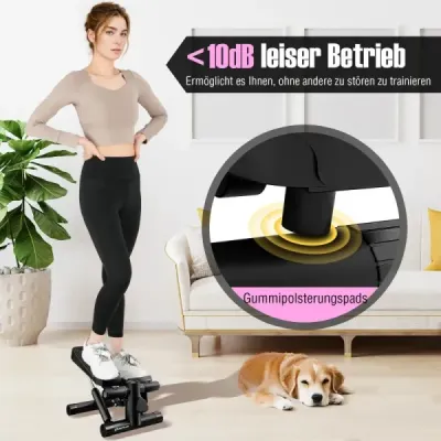 Mini stepper s odporovými pásmi Twist Stepper s nastaviteľným odporom čierny