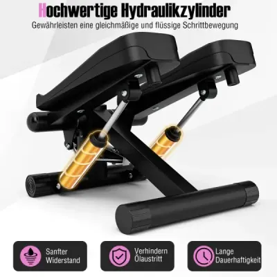 Mini stepper s odporovými pásmi Twist Stepper s nastaviteľným odporom čierny