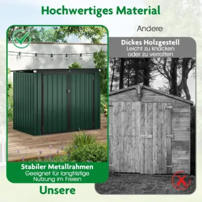 Box na odpadky pre 2 odpadkové koše Pozinkovaný kovový domček na odpadky s 2 dvierkami 172 x 95,5 x 130 cm Zelený