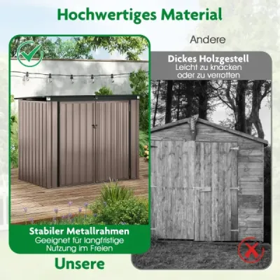 Box na 2 odpadkové koše Box na odpadky z pozinkovaného kovu Domček na odpadky s 2 dvierkami 172 x 95,5 x 130 cm Hnedý