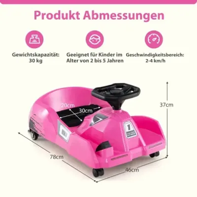 Detská elektrická motokára 3 v 1, 12V, s odnímateľným mopom, ružová