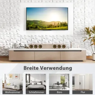 50 kusov 3D nástenných panelov diamant 30 x 30 cm nástenný obklad dekorácia na stenu biela 4,5m²