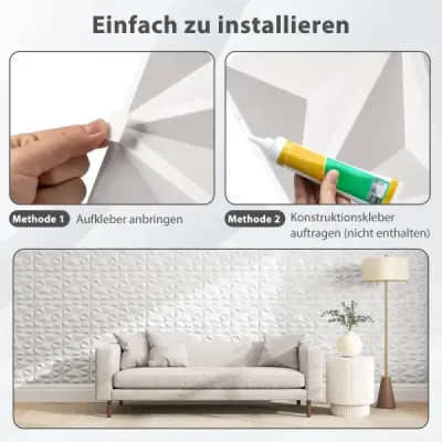50 kusov 3D nástenných panelov diamant 30 x 30 cm nástenný obklad dekorácia na stenu biela 4,5m²