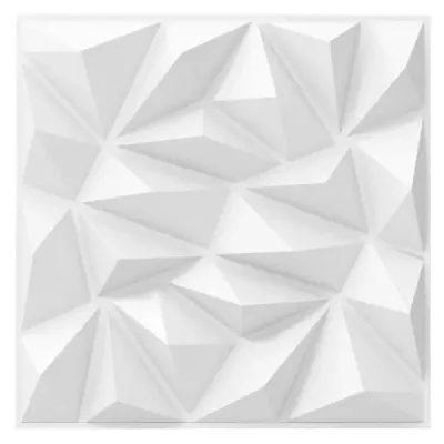 40 kusov 3D nástenných panelov diamant 50 x 50 cm nástenný obklad dekorácia na stenu biela 10m²