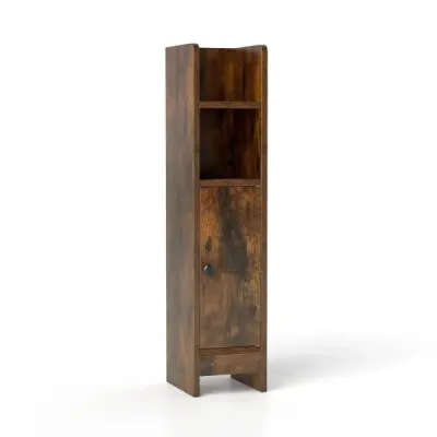 Úzka toaletná skrinka s 2 otvorenými priehradkami a 2 odnímateľnými policami Vintage kúpeľňová skrinka