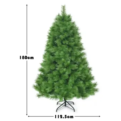 180 cm umelý vianočný stromček PVC ihličie umelý stromček s kovovým stojanom zelený
