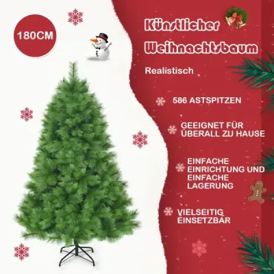 180 cm umelý vianočný stromček PVC ihličie umelý stromček s kovovým stojanom zelený