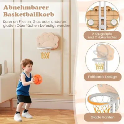 Detský basketbalový kôš 3 v 1 Detské športové centrum s basketbalom, futbalom a golfom šedá + moka
