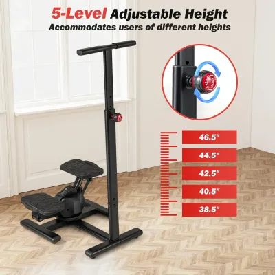 Stepper na tréning Twist Stair Stepper tréningové zariadenie s výškovo nastaviteľnou rukoväťou a protišmykovými pedálmi Čierna