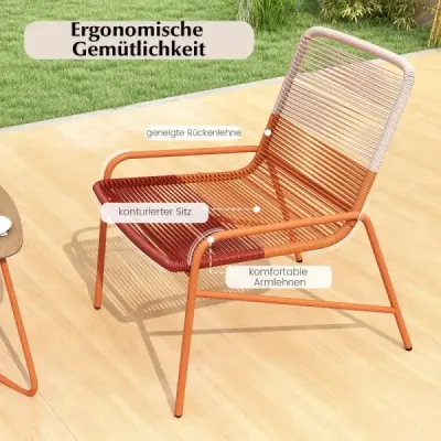 3-dielna záhradná súprava, ratanový balkónový nábytok s 2 stoličkami a stolom, záhradná sedacia súprava, záhradný nábytok