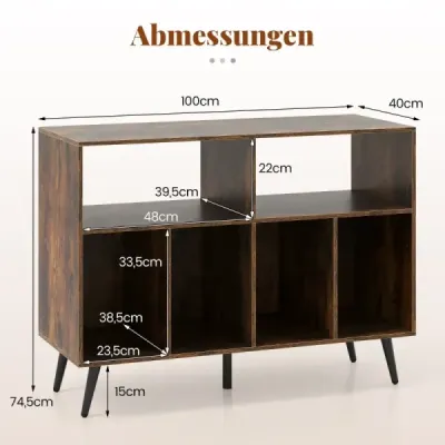 3-úrovňový stojan na gramofóny s policami na vinylové gramofóny, hnedá skrinka na gramofóny 3-úrovňový stojan na gramofóny s policami na vinylové gramofóny, hnedá skrinka na gramofóny