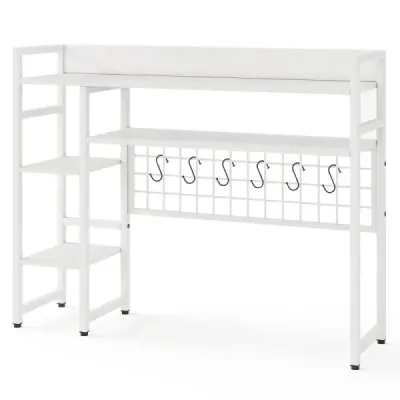 Stolová polica so 4 policami a 6 háčikmi Stolová polica Horná polica Police na knihy Biela