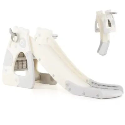 Skladacia šmykľavka pre batoľatá, voľne stojaca, preliezačka s basketbalovým košom, sivá