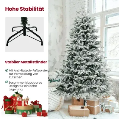 210 cm umelý vianočný stromček so snehom a osvetlením Vianočný stromček so 450 teplými bielymi LED svetlami