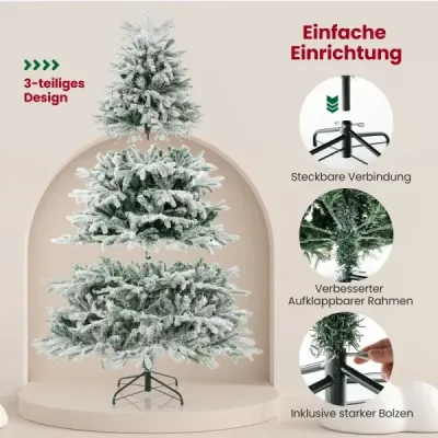210 cm umelý vianočný stromček so snehom a osvetlením Vianočný stromček so 450 teplými bielymi LED svetlami