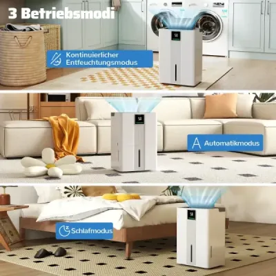 Odvlhčovač vzduchu s výkonom 35 l/deň pre domácnosť, úsporný odvlhčovač s 3 režimami, biely