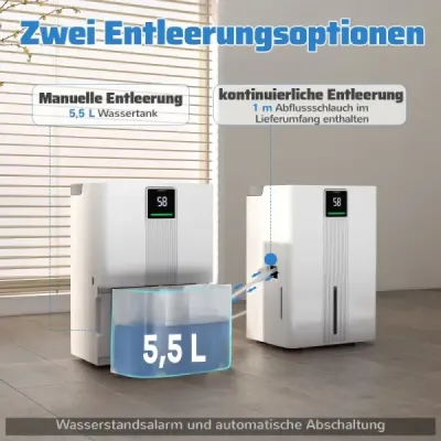 Odvlhčovač vzduchu s výkonom 35 l/deň pre domácnosť, úsporný odvlhčovač s 3 režimami, biely