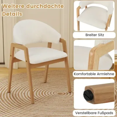 Sada 2 moderných jedálenských stoličiek, kuchynské stoličky s čalúneným sedadlom a ergonomickým operadlom, biela