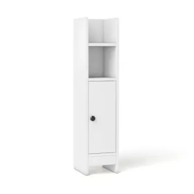 Úzka toaletná skrinka s 2 otvorenými priehradkami a 2 odnímateľnými policami Kúpeľňová skrinka biela